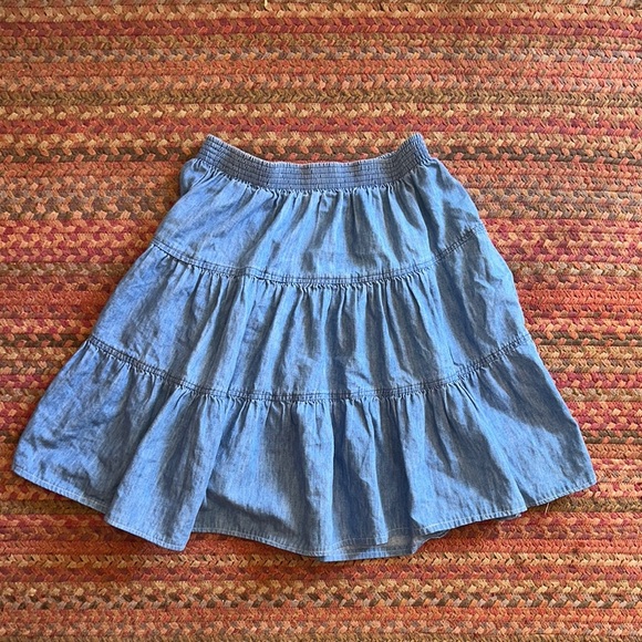VTG DENIM TIERED CIRCLE PULL ON SKIRT - Picture 1 of 4